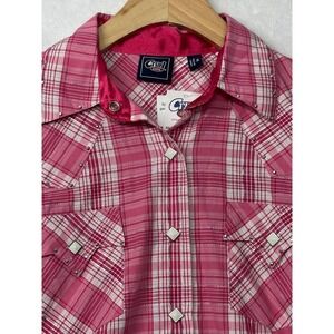 NWT Cruel Girl Pink Plaid Western Shirt Rhinestone Studded Pearl Snaps Women's M